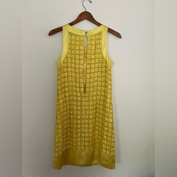 Aidan Mattox Womens Yellow Sequins Dress 6 Prom Homecoming Party Shine Silk Chic - Picture 3 of 17